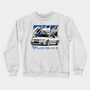 Nissan Skyline r34 GTR, JDM Car Crewneck Sweatshirt